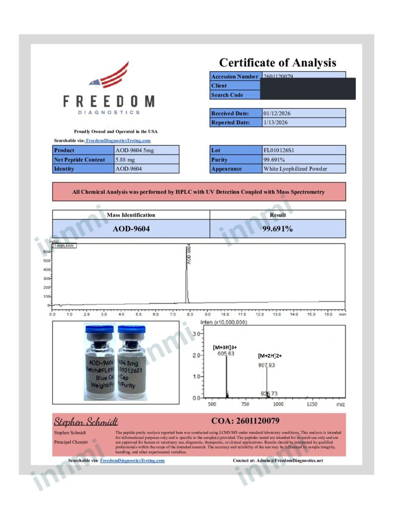 AOD9604 5mg analytical report