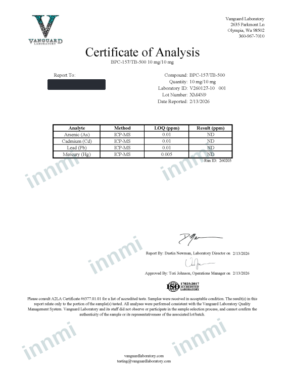BPC-157 + TB-500 Blend 10mg analytical report