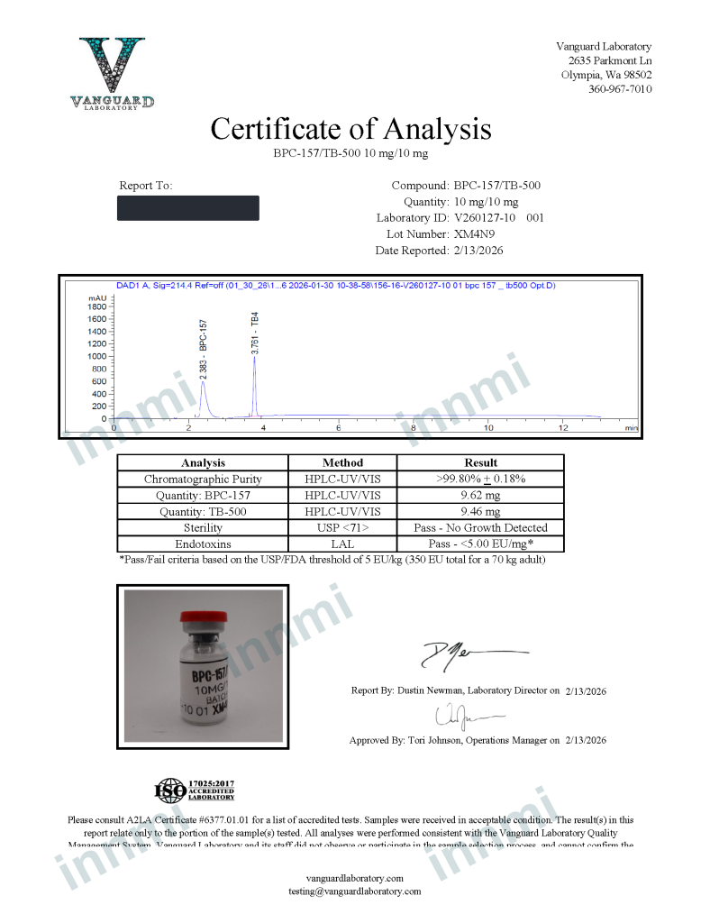 BPC-157 + TB-500 Blend 10mg analytical report