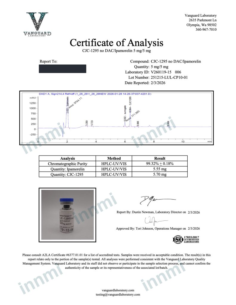CJC-1295 (without DAC) + Ipamorelin 10mg analytical report