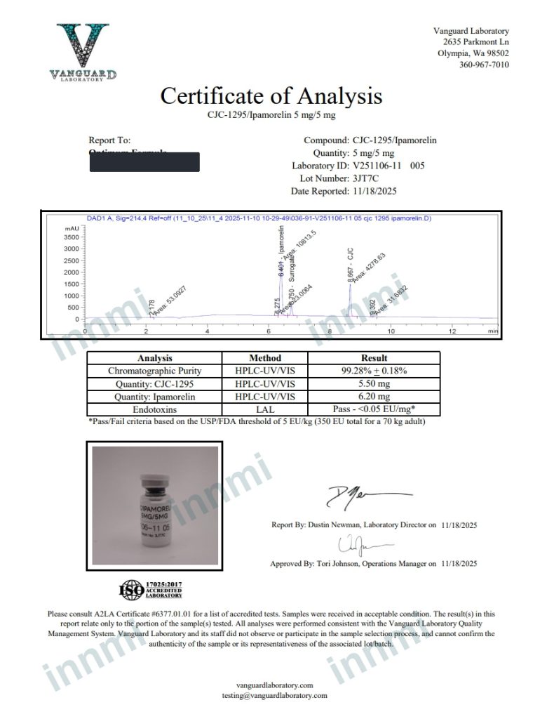 CJC-1295 (without DAC) + Ipamorelin 5mg analytical report