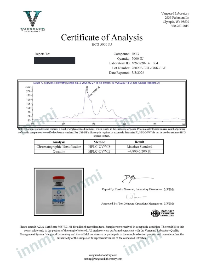 HCG 5000 IU analytical report