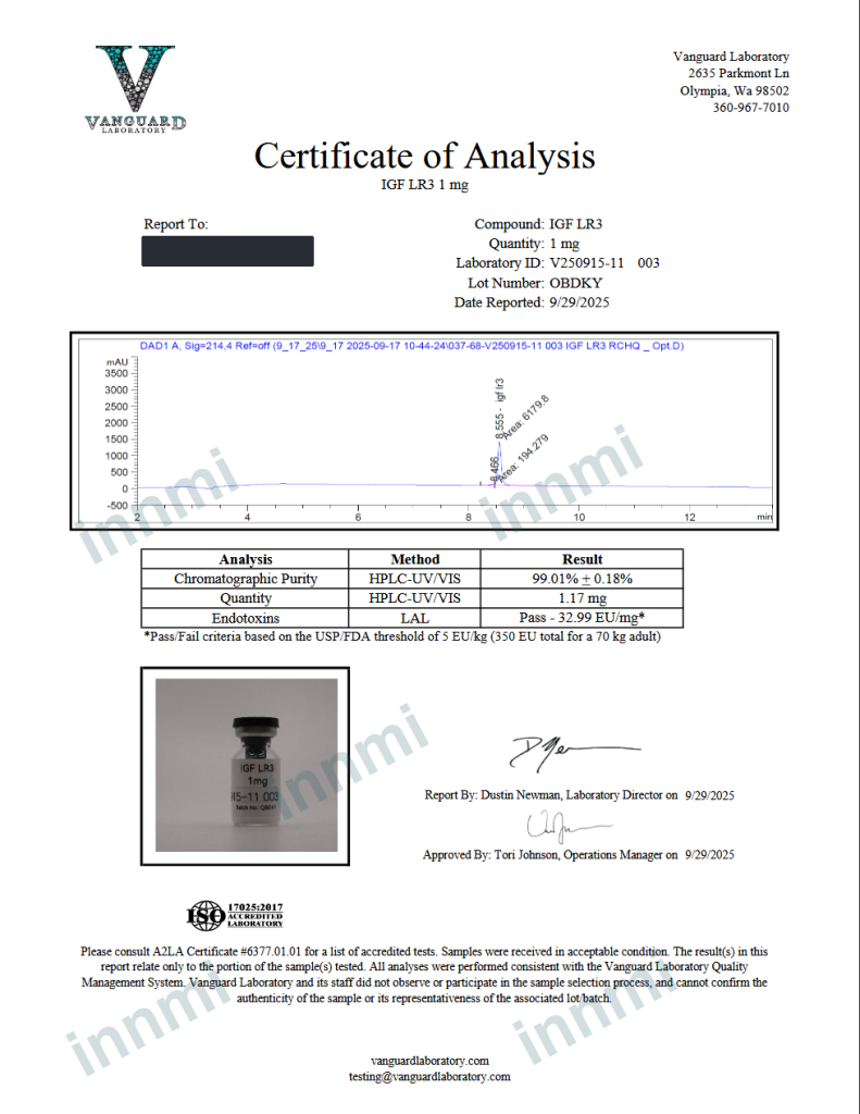 IGF-1 LR3 1mg analytical report