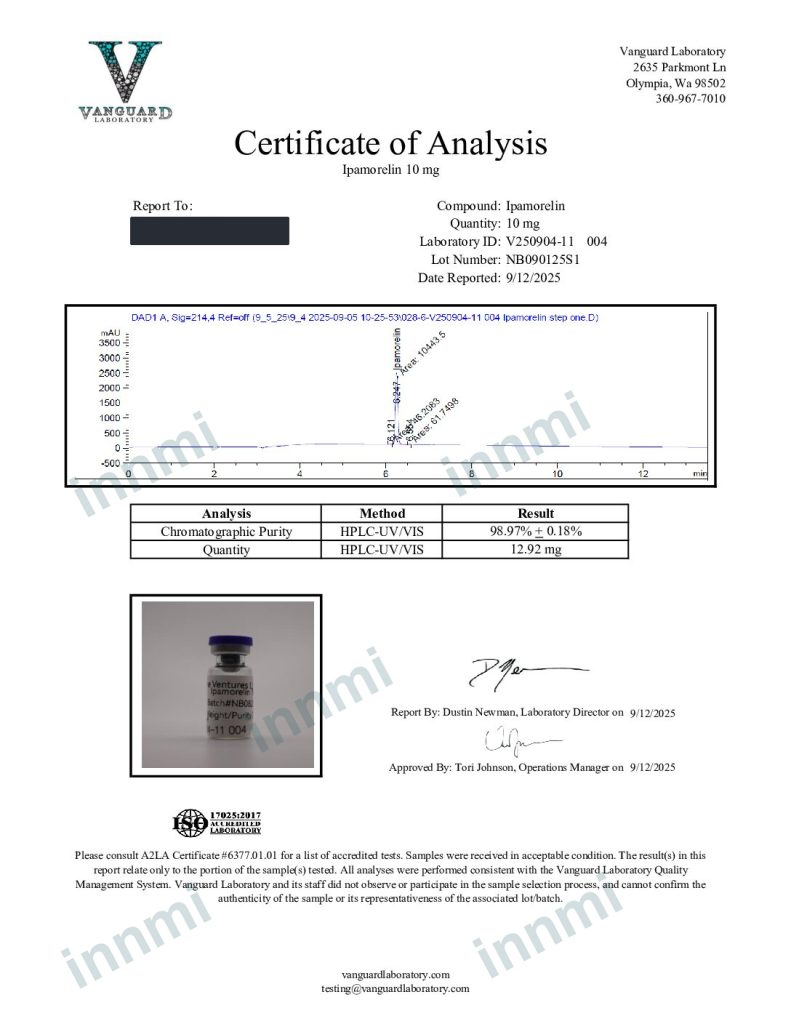 Ipamorelin 10mg analytical report