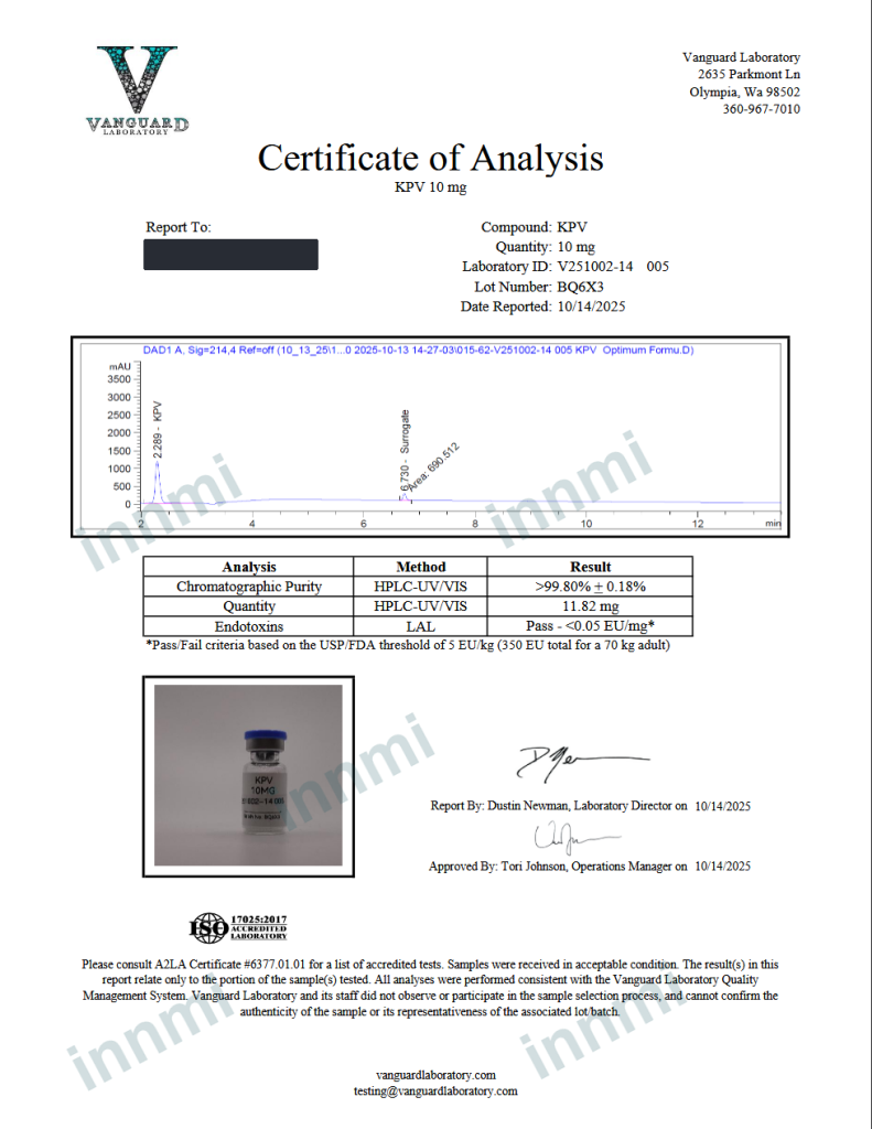 KPV 10mg analytical report