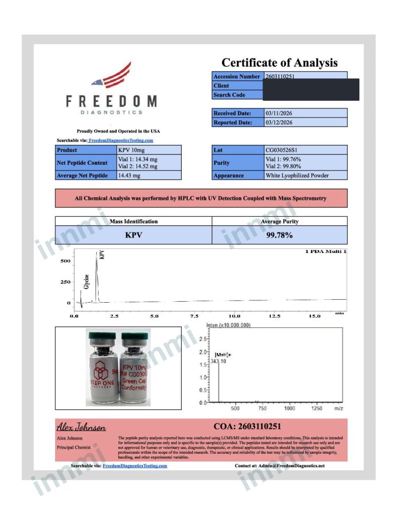 KPV 10mg analytical report