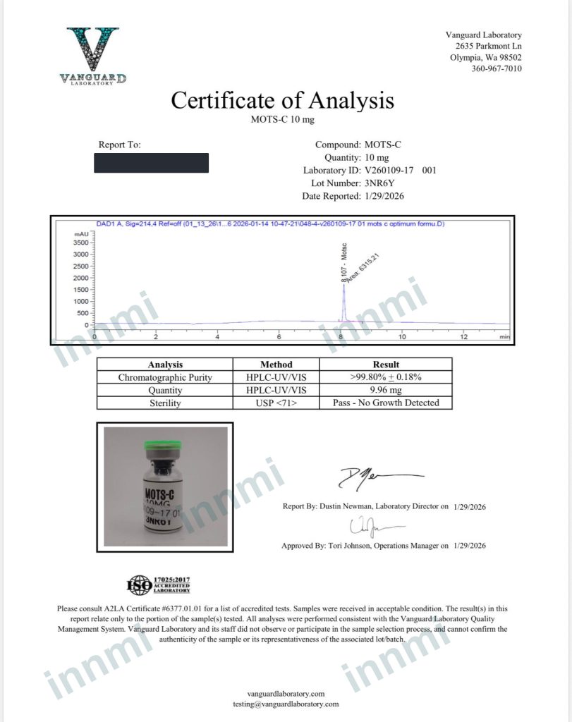 MOTS-c (Human) 10mg analytical report