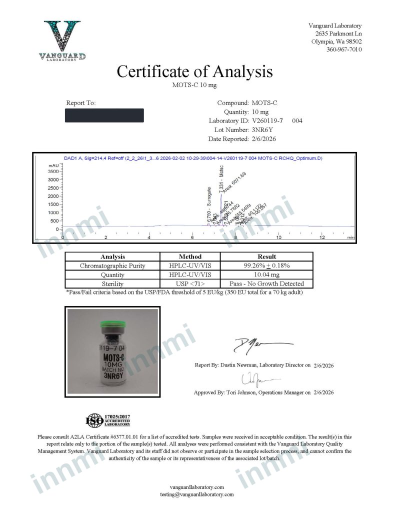 MOTS-c (Human) 10mg analytical report