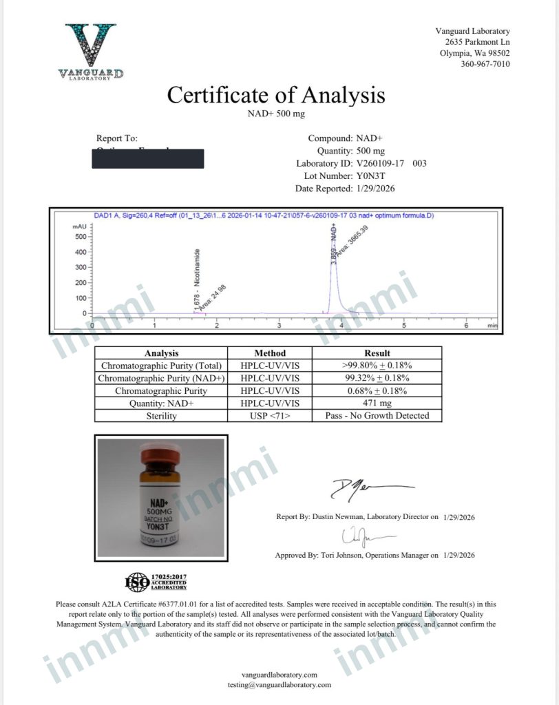 NAD+ 500mg analytical report