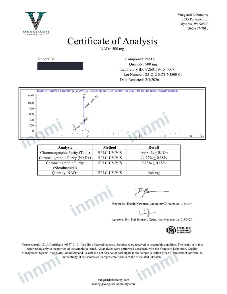 NAD+ 500mg analytical report