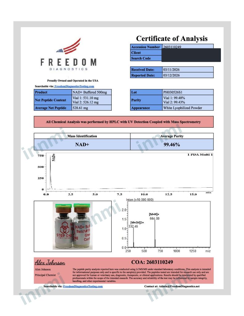NAD+ 500mg analytical report