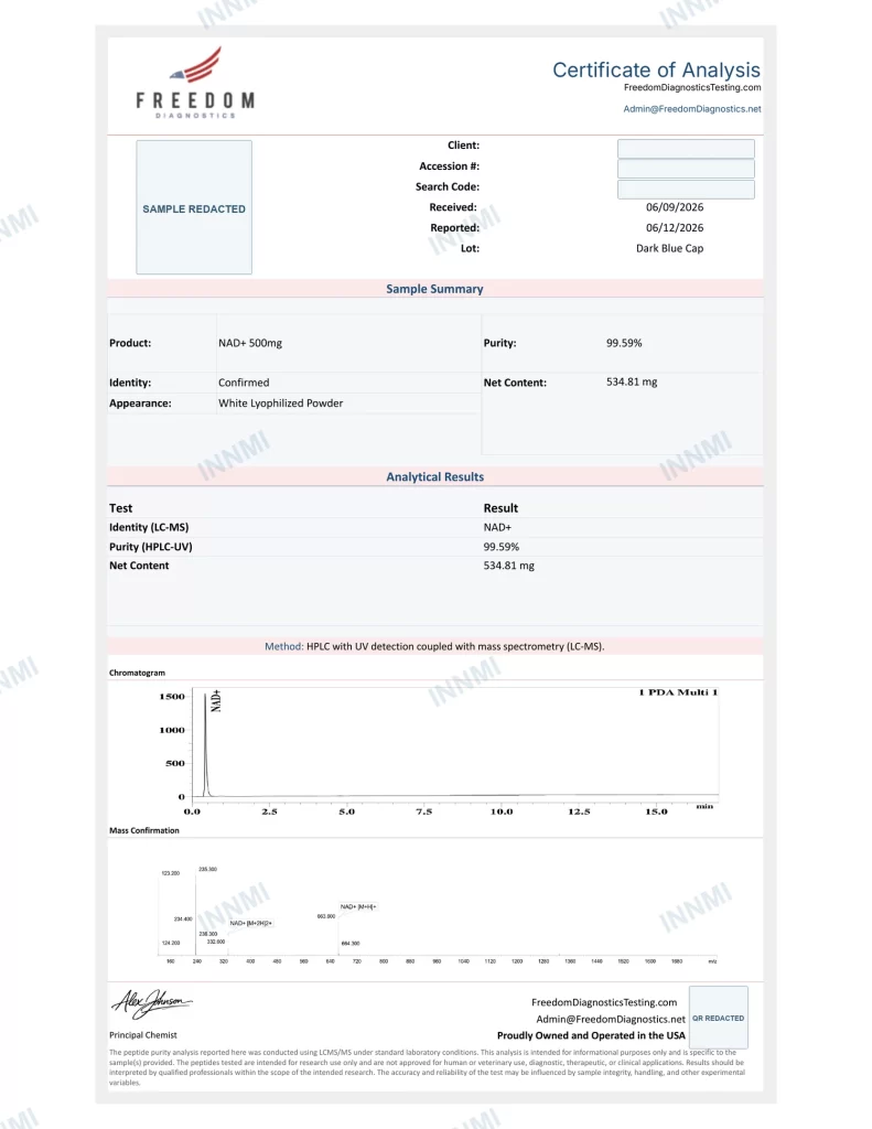 NAD+ 500mg analytical report