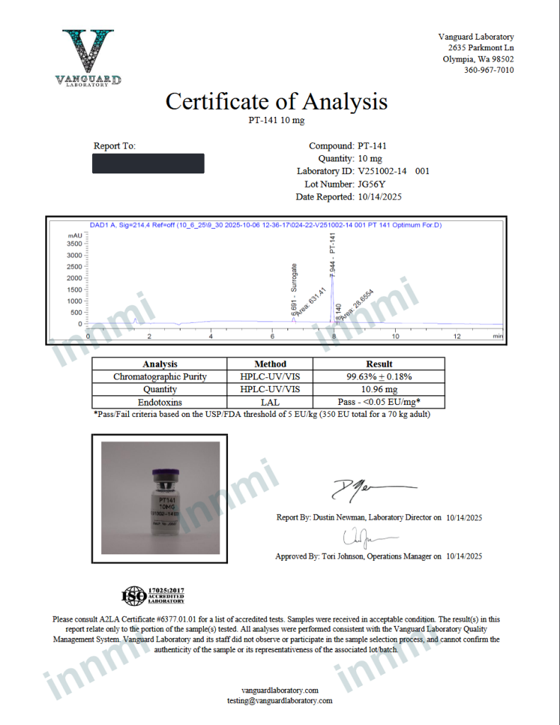 PT-141 10mg analytical report