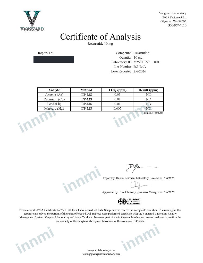 Retatrutide 10mg analytical report