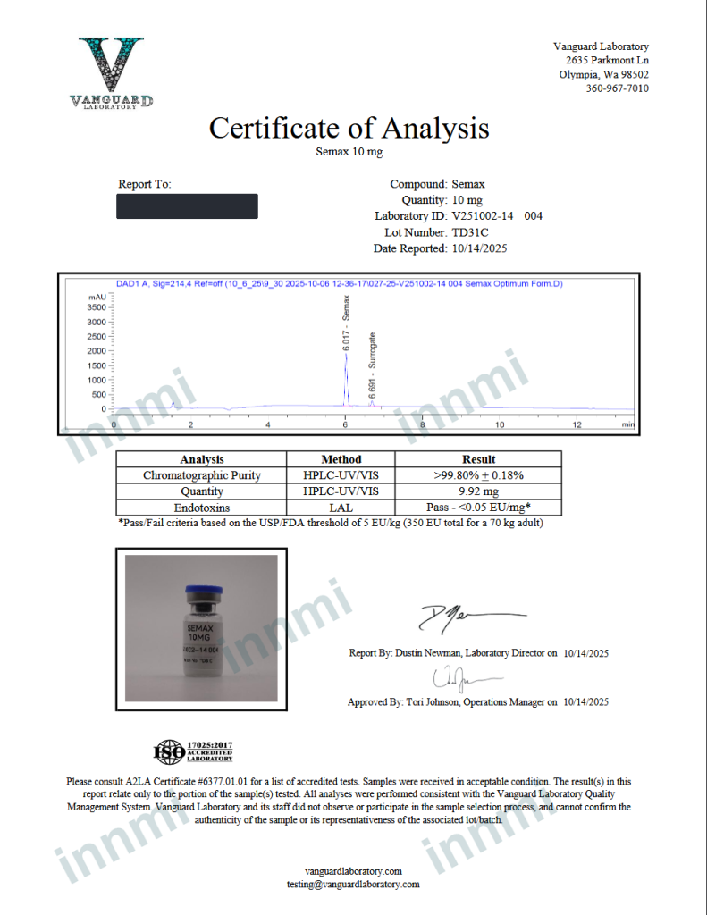 Semax 10mg analytical report