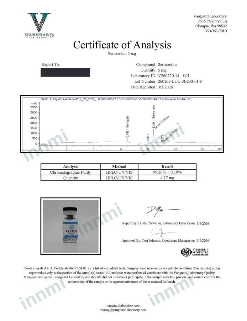 Sermorelin 5mg analytical report