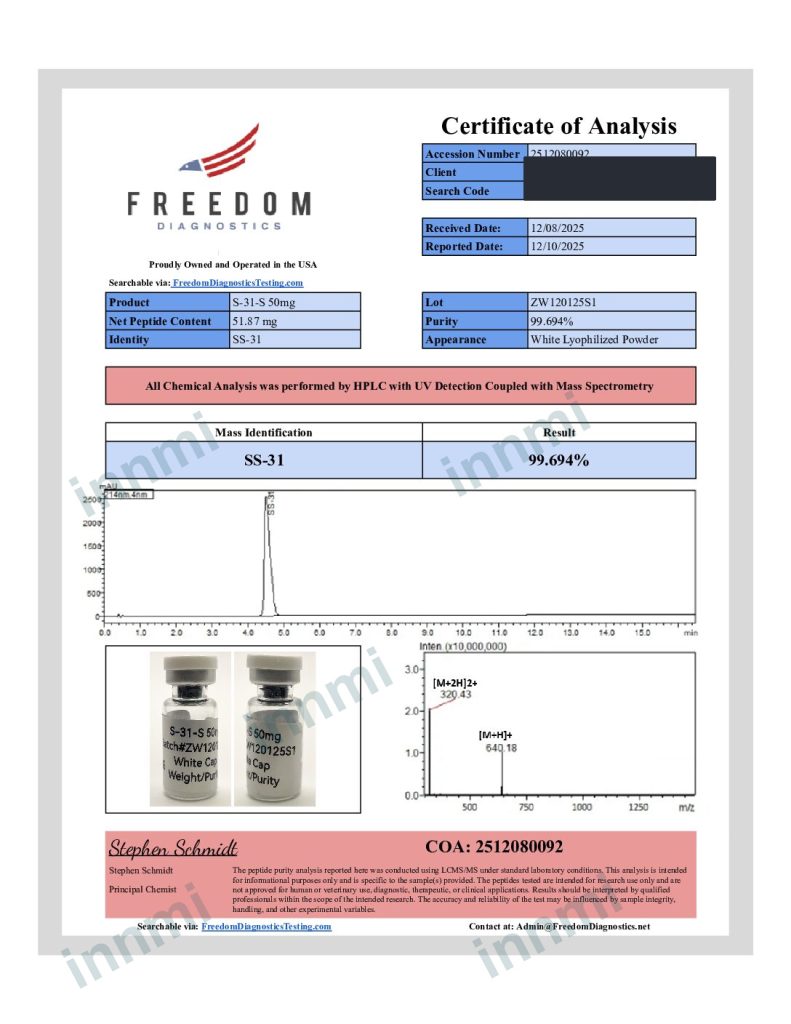 SS-31 50mg analytical report