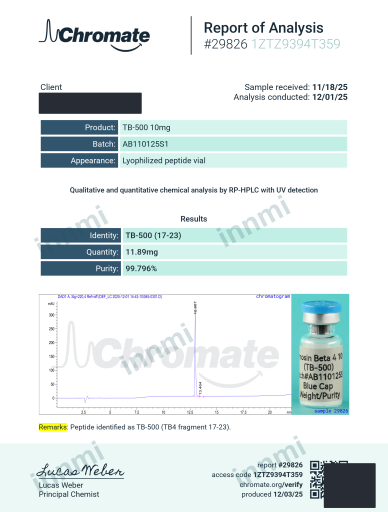 TB-500 (Thymosin B4 Acetate) 10mg analytical report