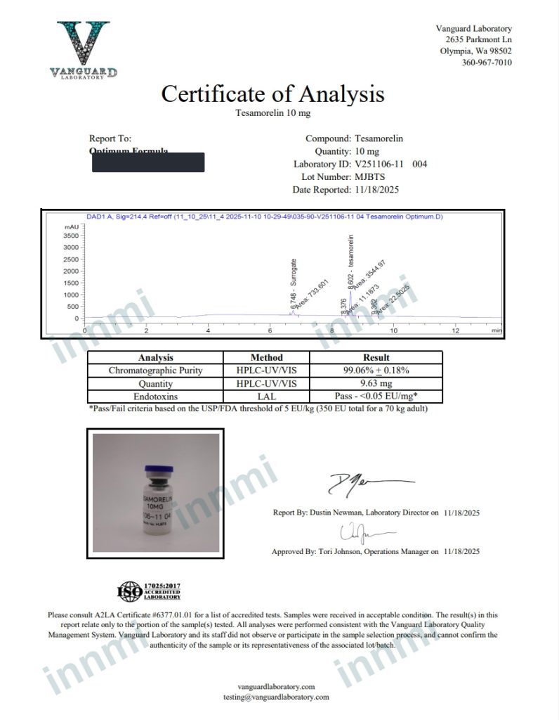 Tesamorelin 10mg analytical report