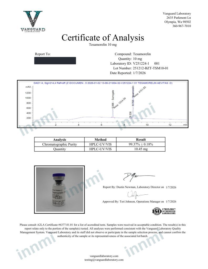 Tesamorelin 10mg analytical report