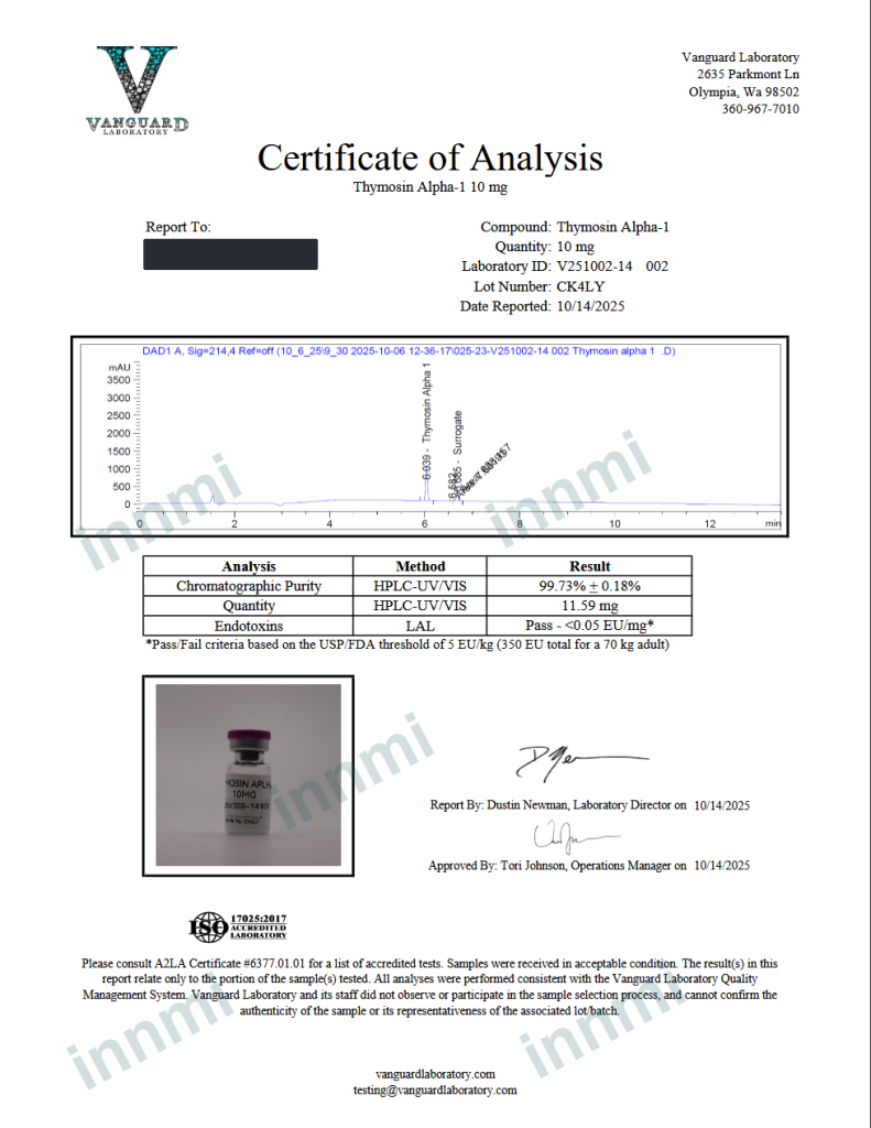 Thymosin Alpha-1 10mg analytical report