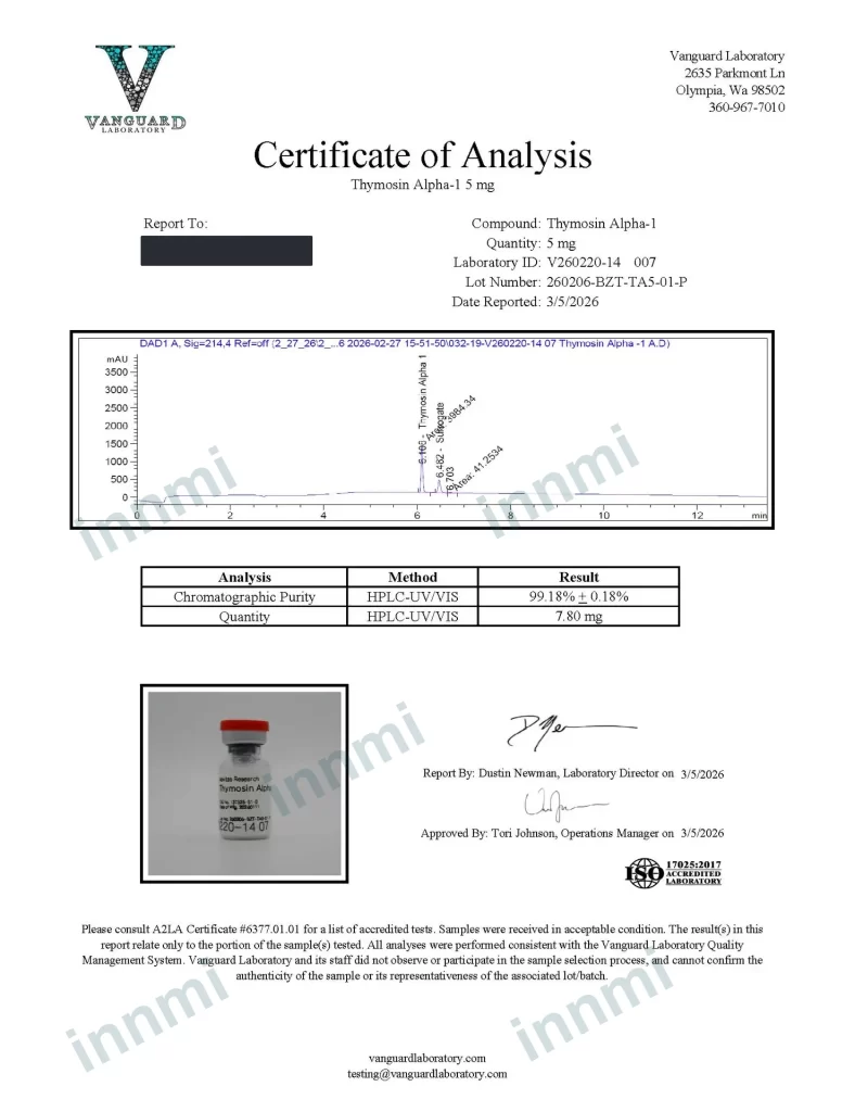 Thymosin Alpha-1 5mg analytical report