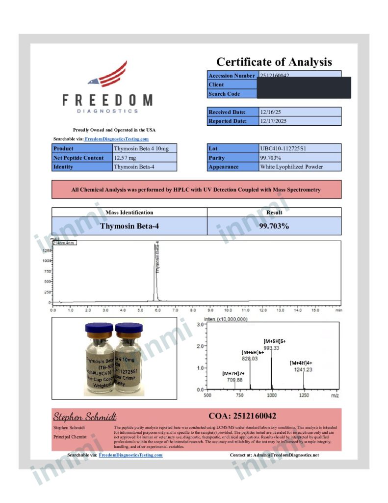 TB-500 (Thymosin B4 Acetate) 10mg analytical report